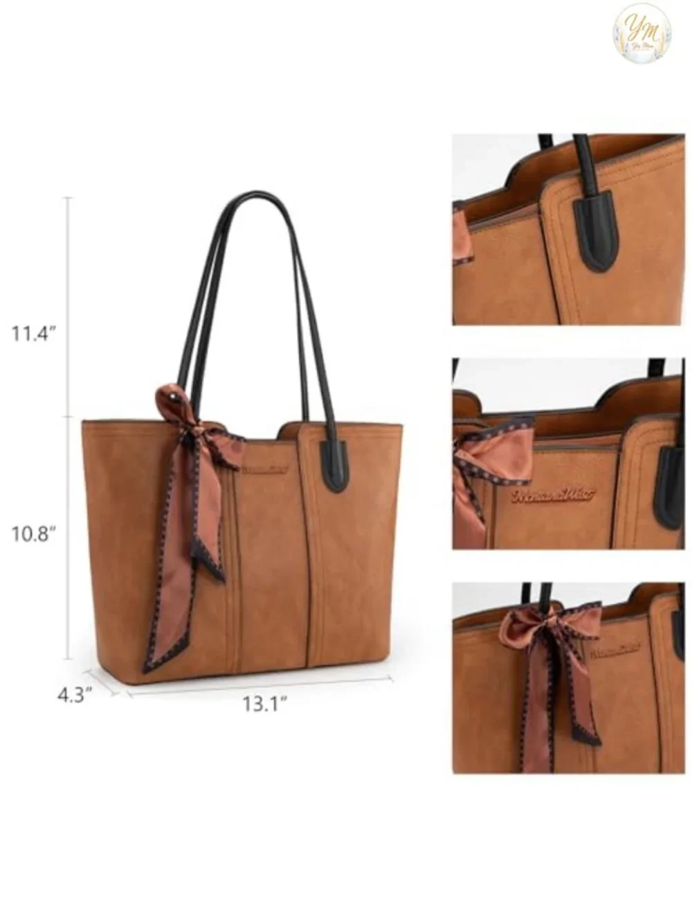 Vegan Leather Top Handle Satchel Purse Work Tote with Zipper Pockets